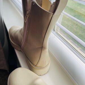 Time and Tru Cream Combat Boots